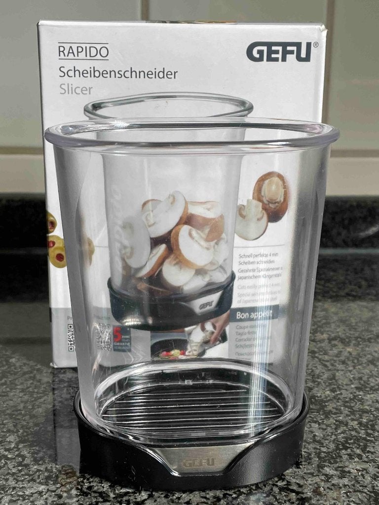 GEFU Schijfjessnijder Rapido, Overige typen, Ophalen of Verzenden, Zo goed als nieuw, Metaal