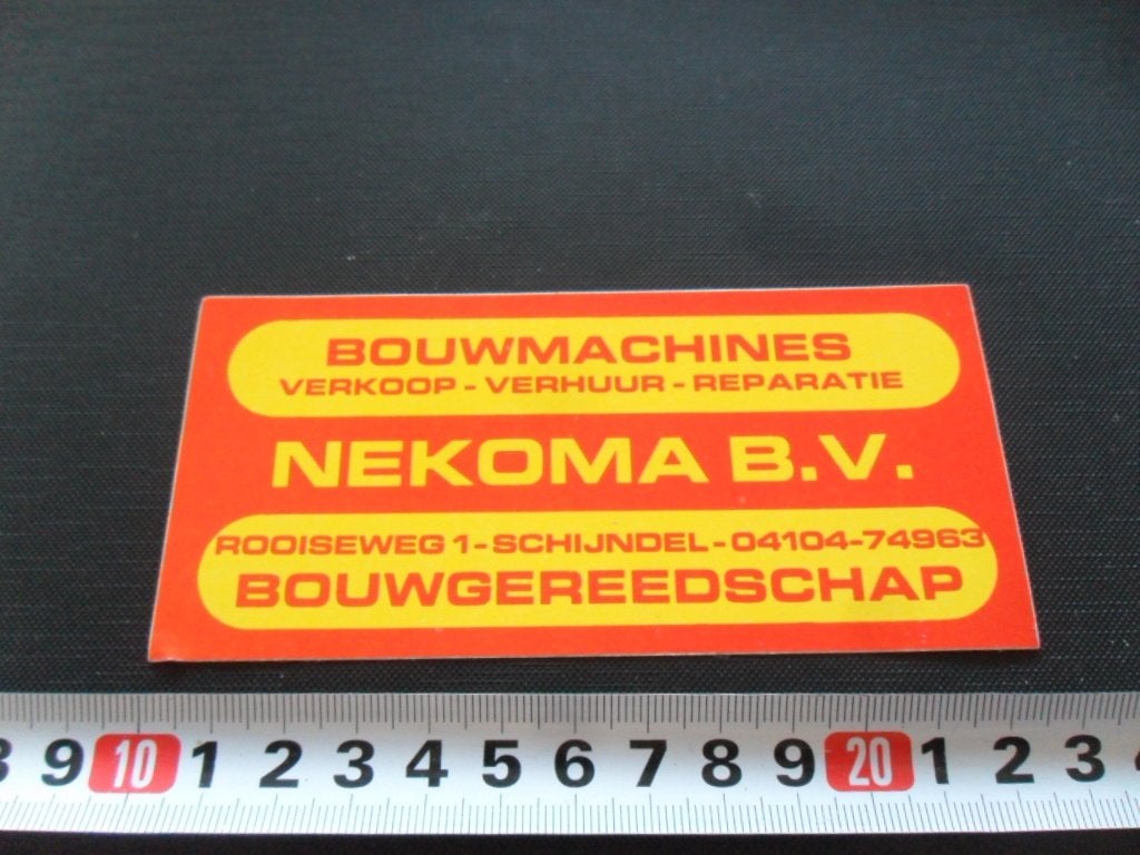 sticker Schijndel NEKOMA BV Bouwmachines Bouwgereedschap, Ophalen, Zo goed als nieuw