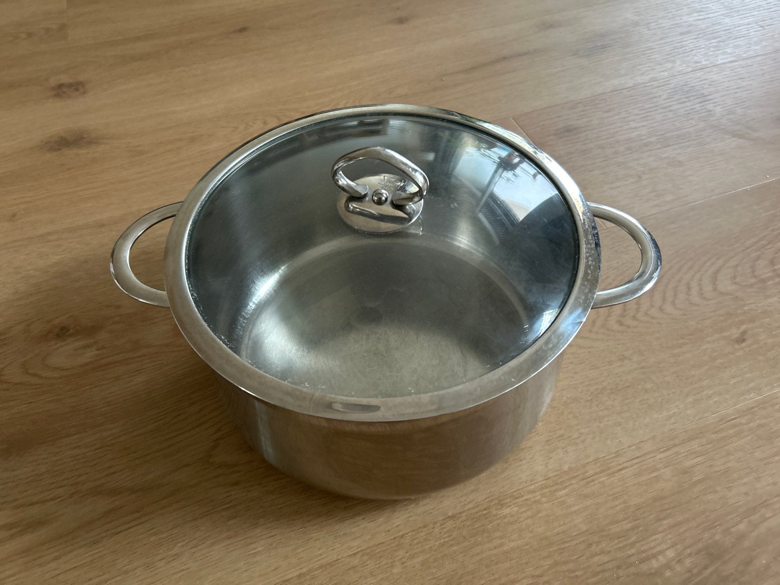 BK roestvrijstalen kookpan met glazen deksel, 5L, Gebruikt, Met deksel, Ophalen of Verzenden, Rvs