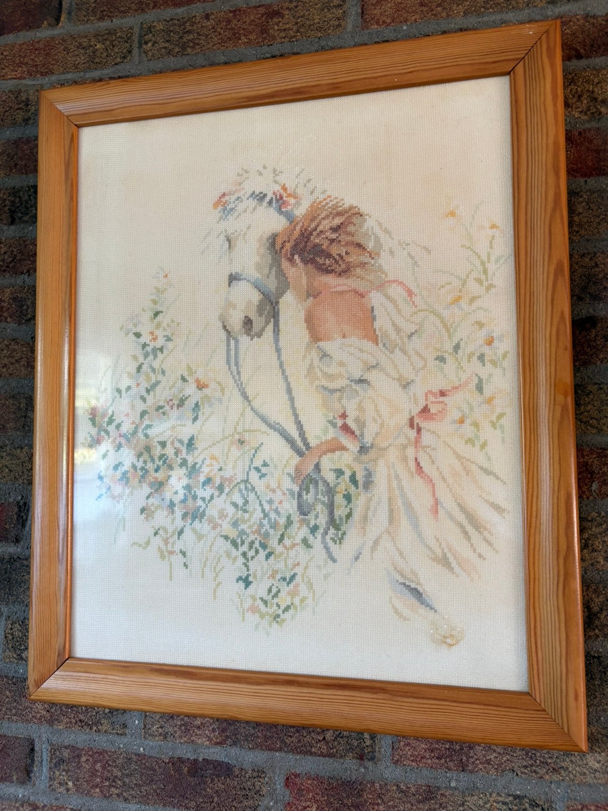 Mooi schilderij vrouw met paard, Ophalen, Gebruikt, Schilderij