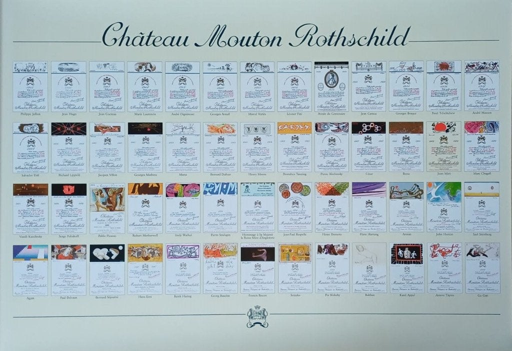Château Mouton Rothschild poster - Wijnetiketten 1945-1996, Nieuw, Ophalen of Verzenden, Overige typen, Frankrijk