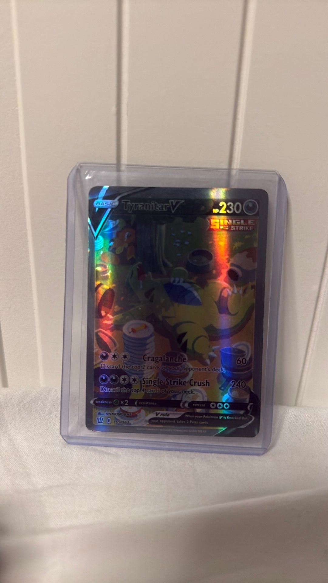 Tyranitar V (155/163) Pokémon kaart - Uitstekende conditie, Ophalen of Verzenden, Zo goed als nieuw, Losse kaart, Foil