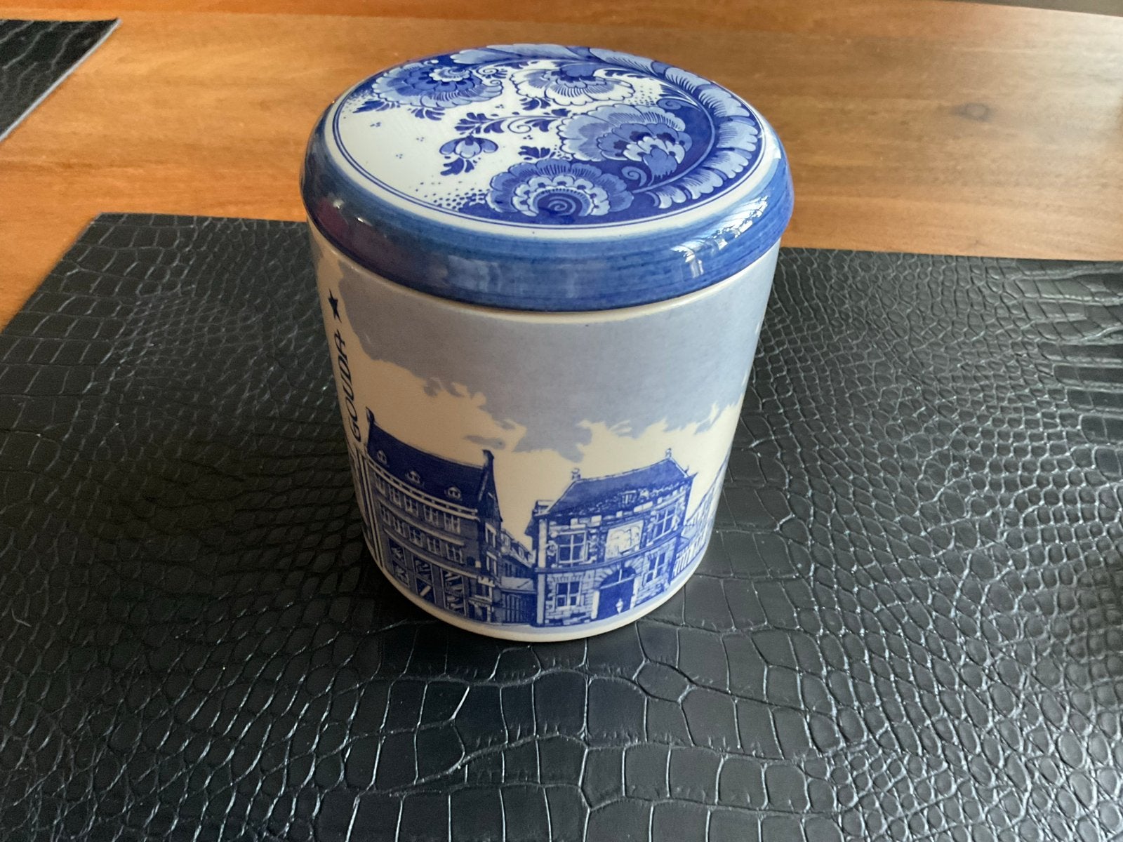 Delftsblauw handbeschilderde pot Gouda, 12 cm, Ophalen of Verzenden