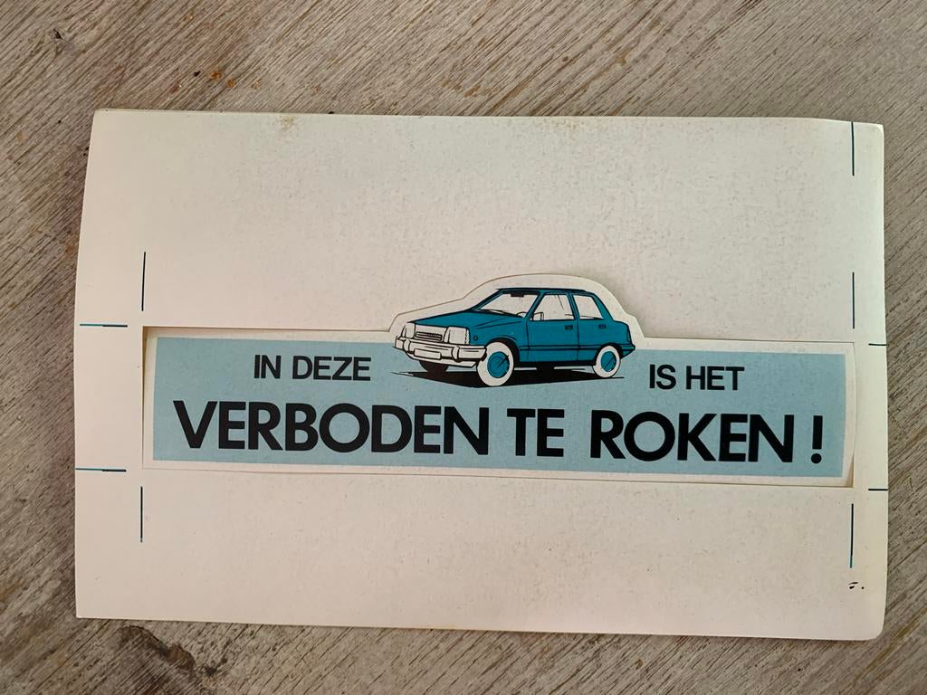 Vintage 'Verboden te roken' auto sticker/kaart, Ophalen of Verzenden, Gebruikt