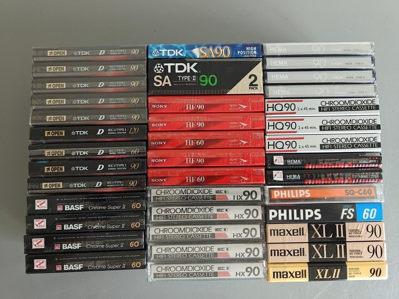 40x nieuwe onbespeelde cassettebandjes TDK BASF SONY MAXELL, Overige genres, Ophalen of Verzenden, Nieuw in verpakking, Onbespeeld