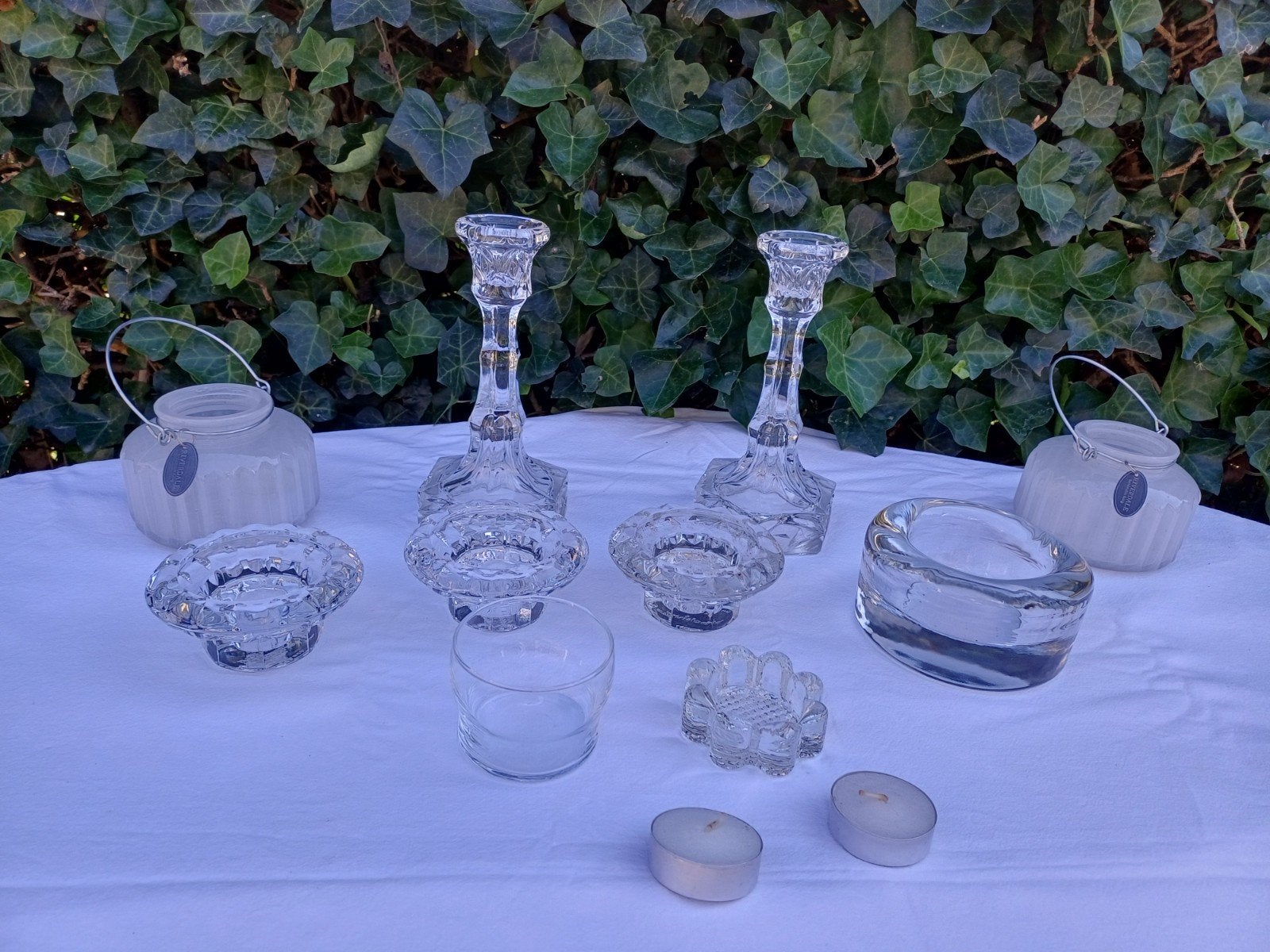 setje glazen Kaarsenhouders, Ophalen of Verzenden, Glas, Waxinelichthouder