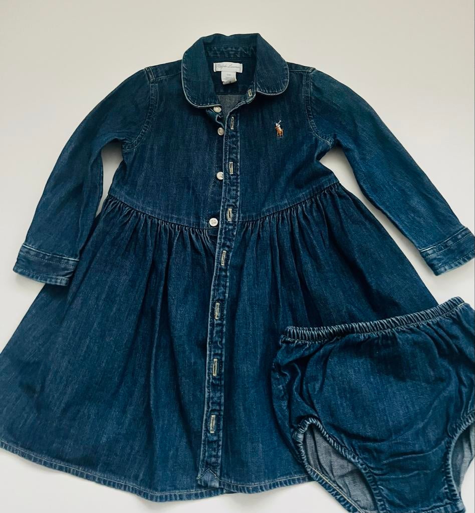 Ralph Lauren denim jurk 12 maanden, Ophalen of Verzenden, Zo goed als nieuw, Meisje