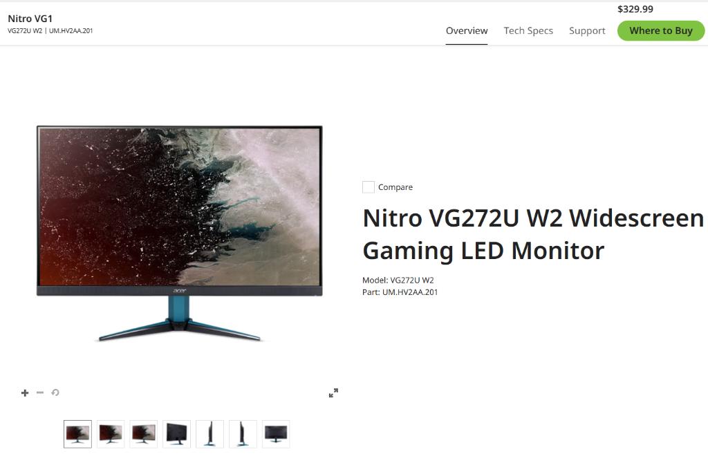 Gaming Monitor Acer Nitro VG1, Computers en Software, Monitoren, IPS, Zo goed als nieuw, HDMI, Quad HD (2K)