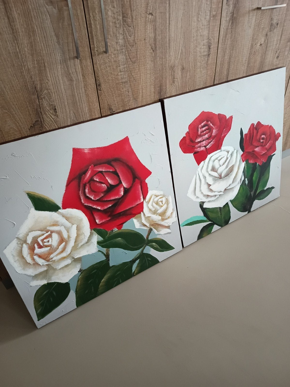 Schilderij rozen 80x80 cm, Huis en Inrichting, Woonaccessoires | Schilderijen, Tekeningen en Foto's, Ophalen, Nieuw, 75 tot 100 cm