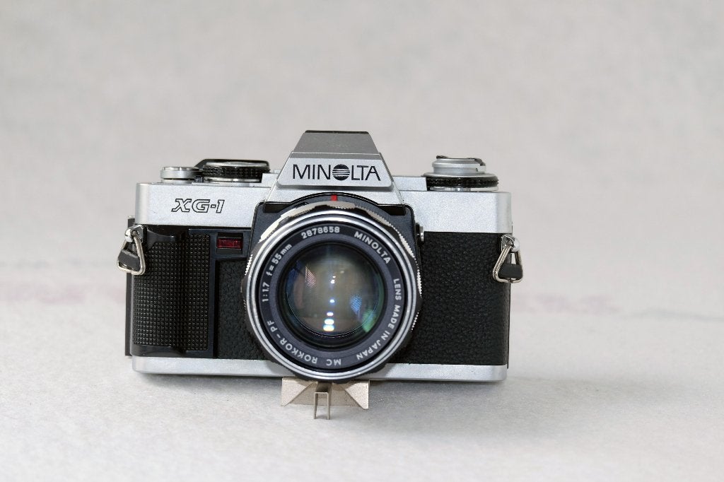 Minolta XG-1 film camera, MC Rokkor PF 55mm f1.7 lens, Ophalen of Verzenden, Gebruikt, Spiegelreflex, Minolta