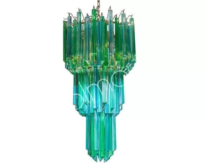 Colmore Kroonluchter IR/ANT.BRASS Blauw Multi Color Glas, Modern, Klassiek, Art Deco, Nieuw, Overige fittingen, Ophalen of Verzenden
