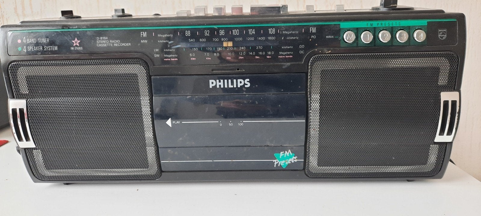 Philips D-8184 Stereo Radio Cassette Recorder Boombox, Ophalen of Verzenden, Gebruikt, Radio