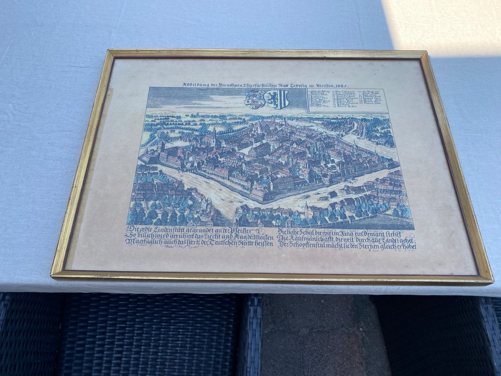 Antieke landkaart van leipzig kopergravure, Antiek en Kunst, Ophalen of Verzenden, Kaarten en plattegronden, Gravure