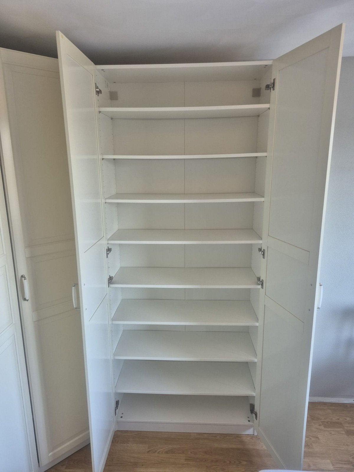 PAX IKEA Witte kast en hoekkast met planken en hangruimte, Huis en Inrichting, Kasten | Kledingkasten, Ophalen, Gebruikt, 200 cm of meer
