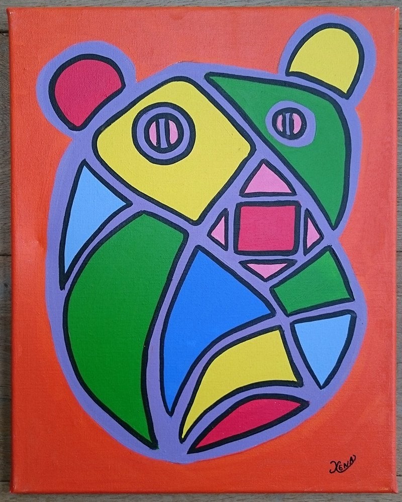 Xena - Pink Panther - origineel op canvas 40 x 50 cm, Ophalen of Verzenden, Ophangklaar, Overige materialen, Figuren