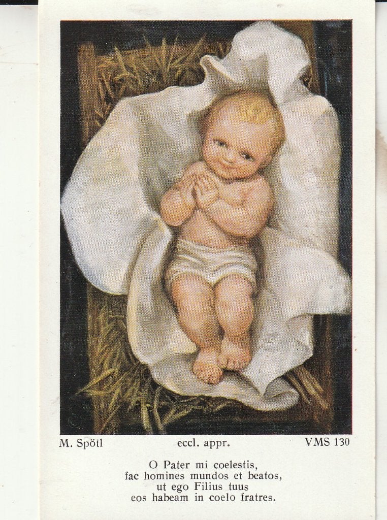 Antieke prentje Jezuskindje M. Spötl VMS 130, Ophalen of Verzenden, Gebruikt, Kaart of Prent, Christendom | Katholiek
