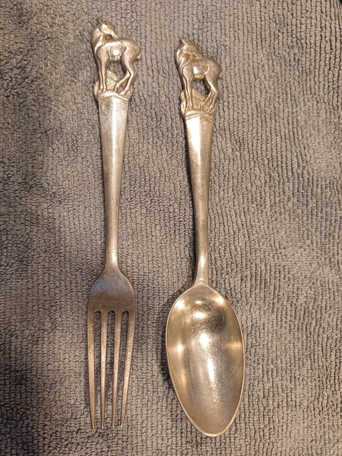 Vintage Zilfa Pleet bestekset met paardenmotief, Antiek en Kunst, Ophalen of Verzenden
