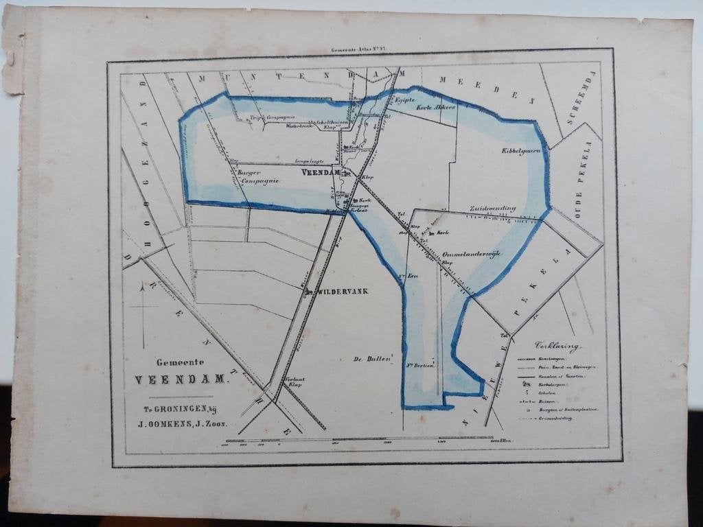 37 / Veendam Litho van Fehse - J. Oomkens uit 1862, Ophalen of Verzenden
