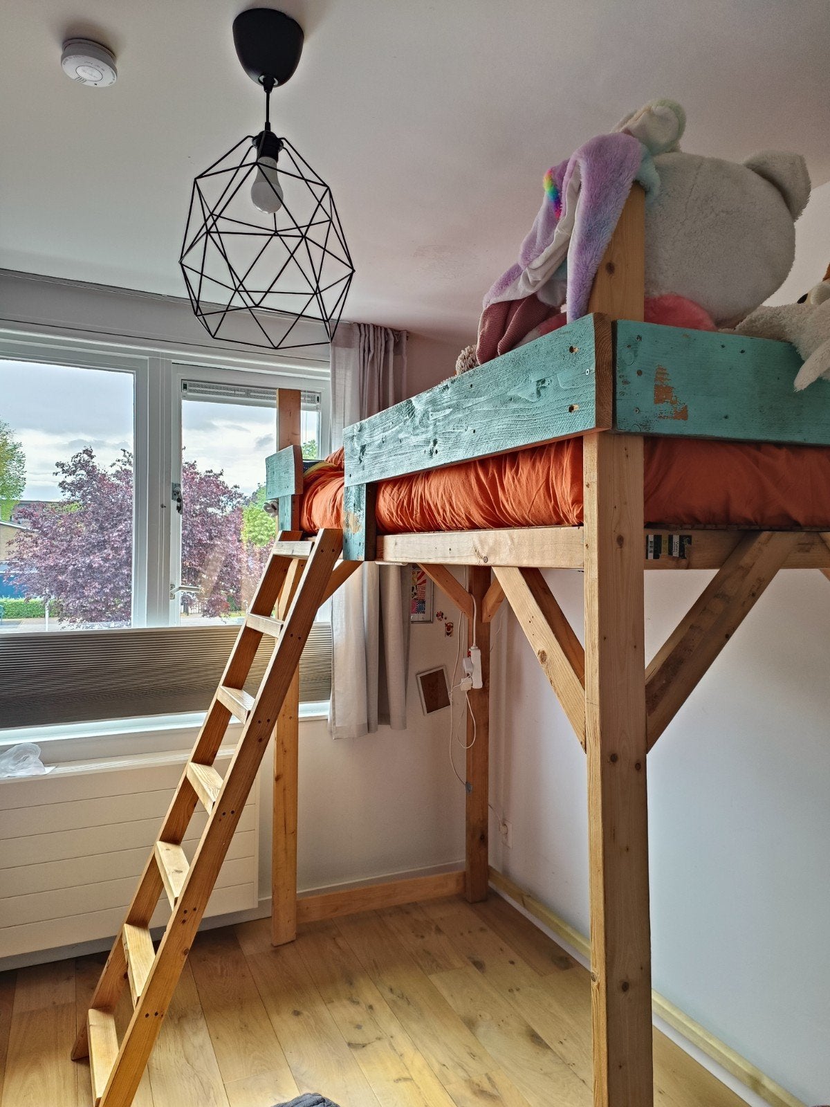 Houten hoogslaper, Ophalen, Gebruikt, Eenpersoons, 90 cm