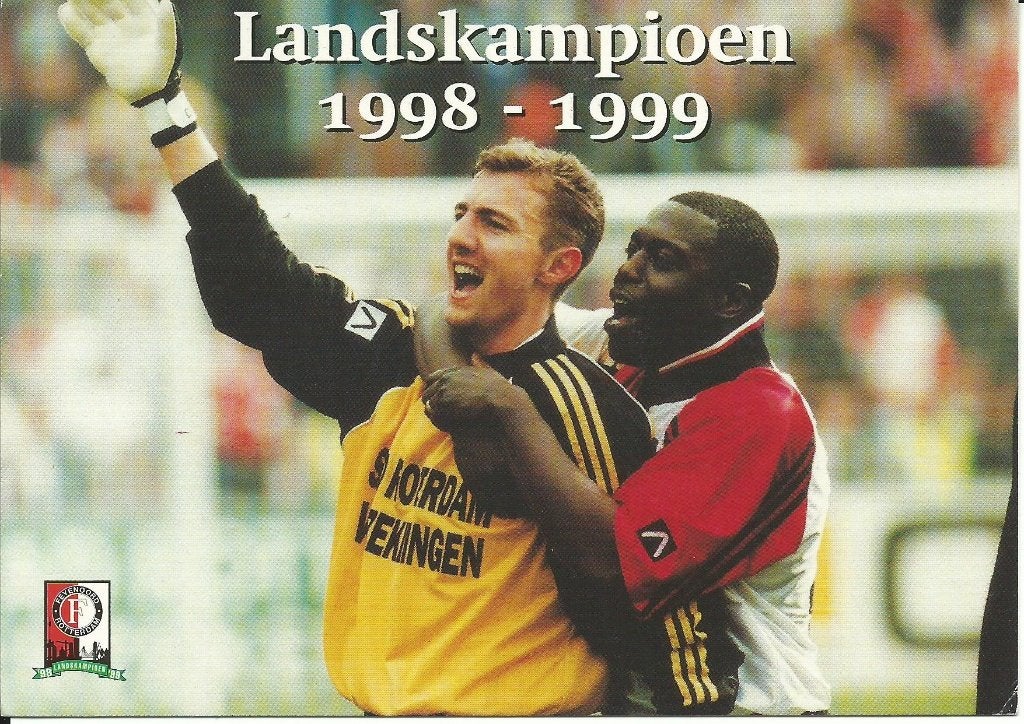 1999 fotokaart Feyenoord Landskampioen 198-1999 2x, Verzamelen, Verzenden, Zo goed als nieuw, Feyenoord, Spelerskaart