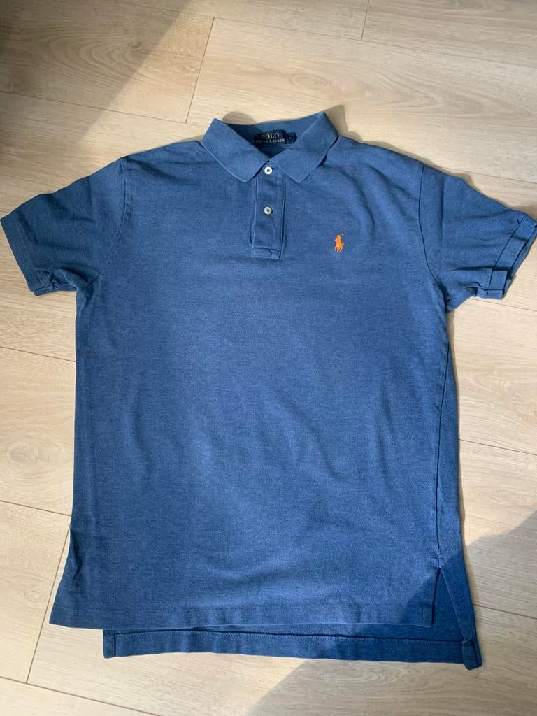 Blauwe polo met oranje pony, maat M, Ophalen of Verzenden, Zo goed als nieuw, Maat 48/50 (M), Blauw