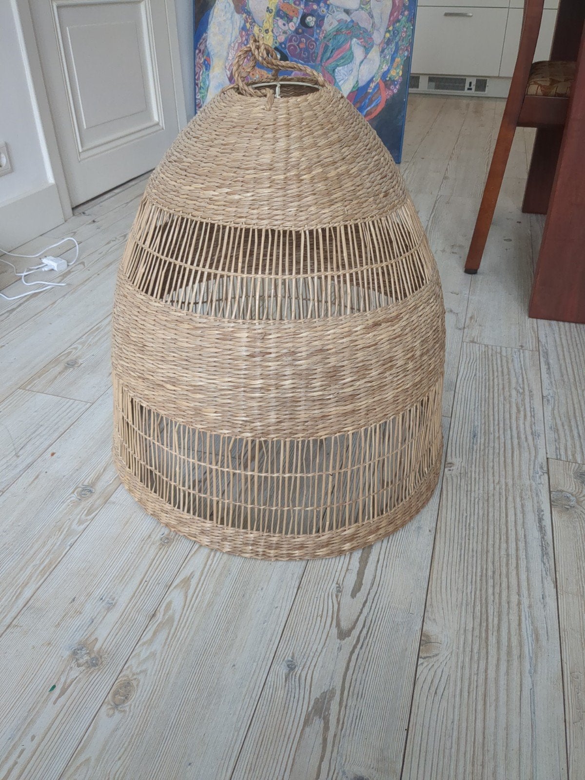 Grote rieten hanglamp - Boheemse stijl Ikea Rotan, Huis en Inrichting, Lampen | Lampenkappen, Natuurlijk materiaal, Beige, Zo goed als nieuw