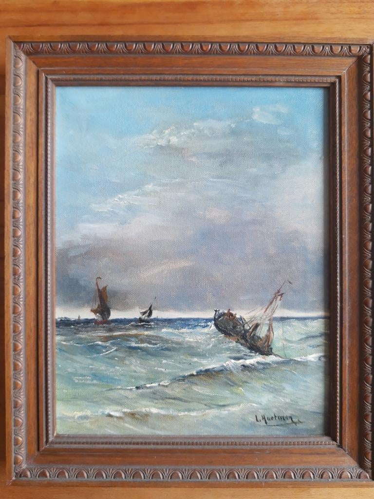 Schilderij met Bomschuiten, Ophalen of Verzenden, Overige materialen