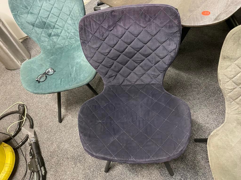6x Velvet Stoelen - Aqua, Grijs, Zwart - Nieuwstaat!, Ophalen, Overige kleuren, Zo goed als nieuw, Stof