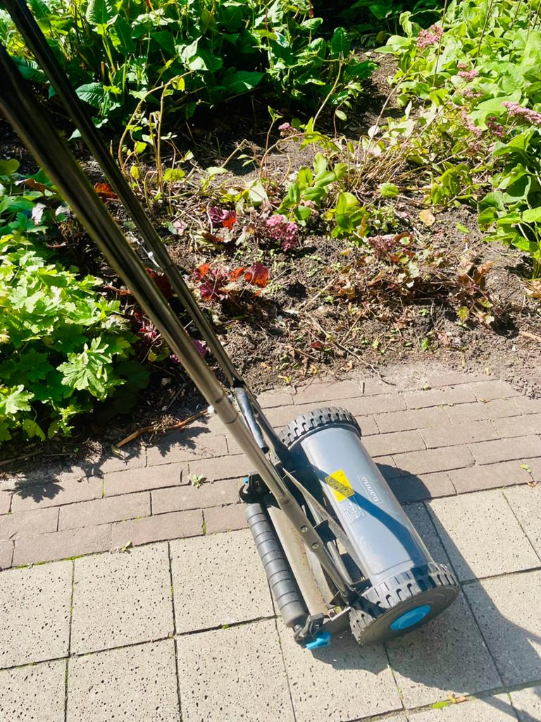 Hand Grasmaaier Gamma, inclusief opvangnet, Tuin en Terras, Grasmaaiers, Ophalen, Gebruikt, Handgrasmaaier, Opvangbak