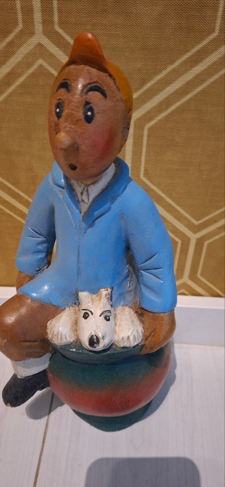 Houten beeld kuifje, Ophalen of Verzenden, Beeldje of Figuurtje