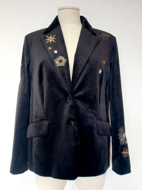 Zwart fluwelen colbert jasje / blazer merk Mona maat 40, Maat 38/40 (M), Zwart, Nieuw, Ophalen of Verzenden
