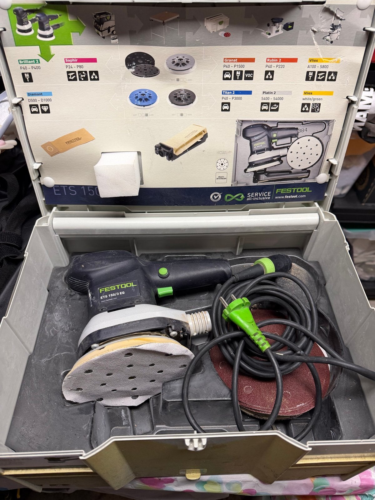 Festool ETS 150/3 EQ Excentrische Schuurmachine, Ophalen of Verzenden, Gebruikt, Minder dan 600 watt, Excentrische schuurmachine