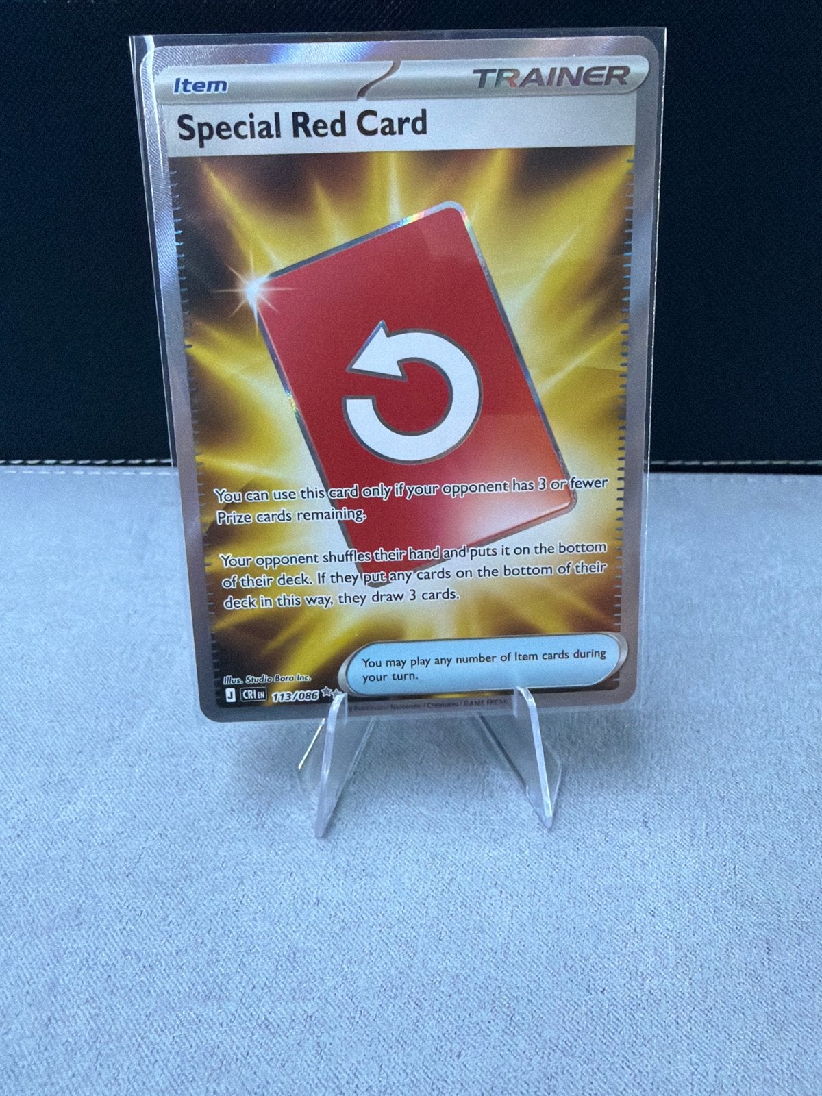 Special Red Card Trainer Kaart - Pokémon TCG, Ophalen of Verzenden, Zo goed als nieuw, Losse kaart