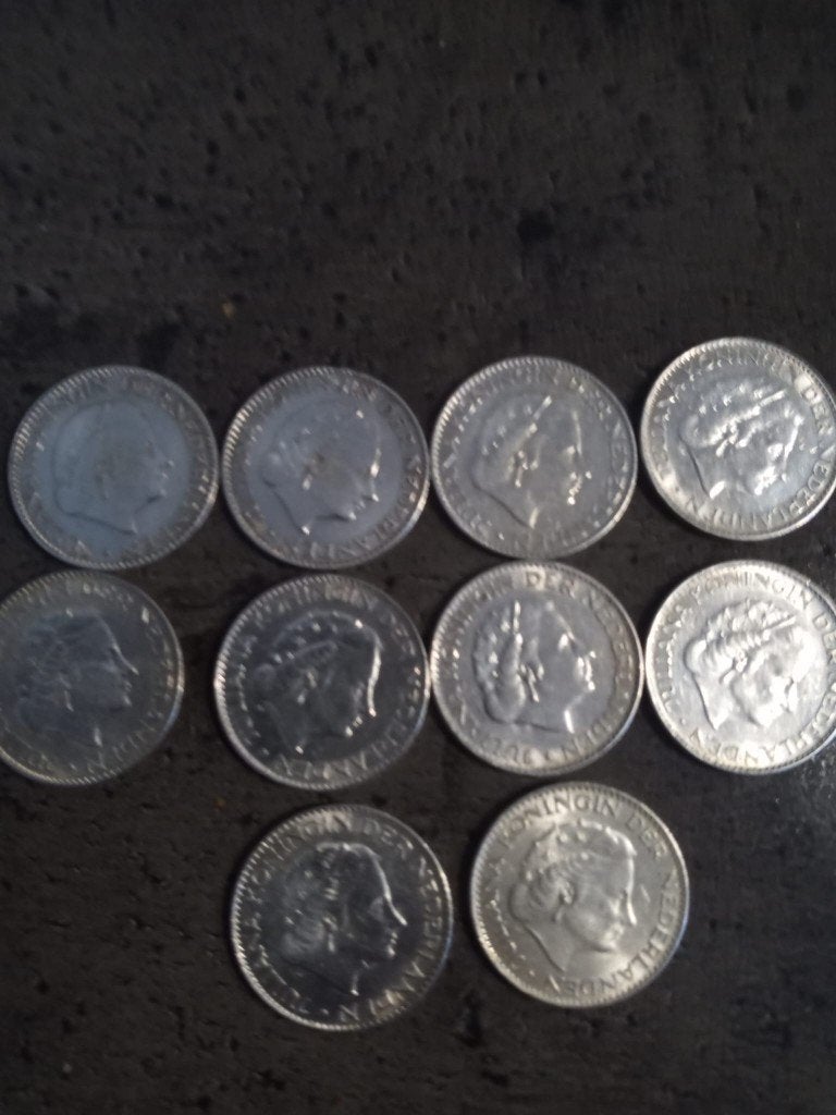 Complete set zilveren guldens 1954 t/m1967, Postzegels en Munten, Munten | Nederland, 1 gulden, Koningin Juliana, Setje, Zilver