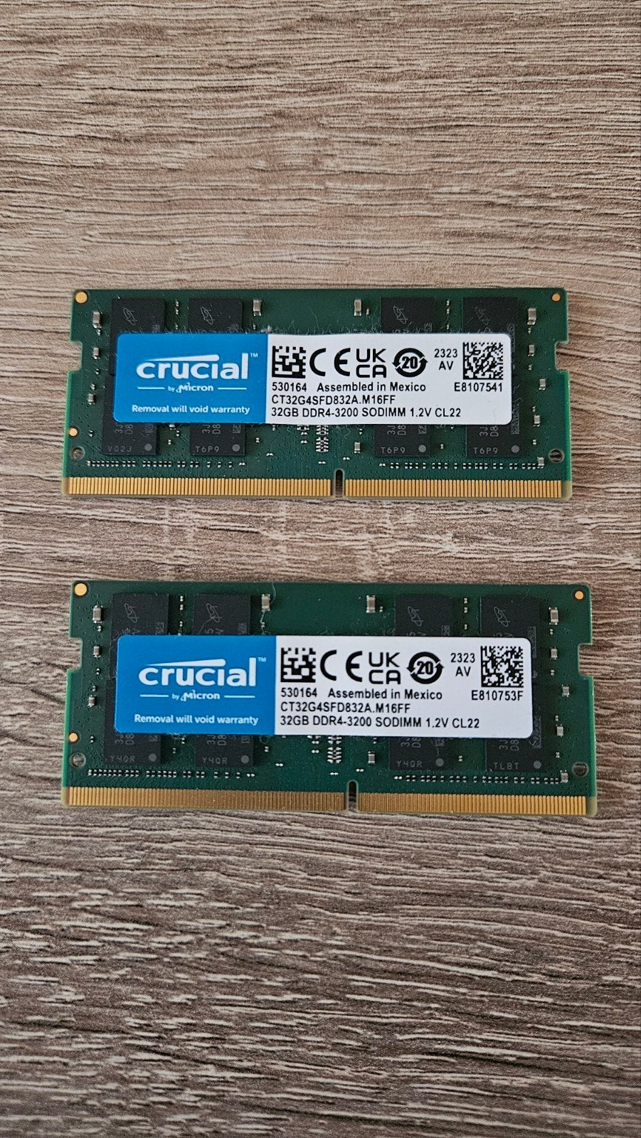 2x Crucial 32GB DDR4-3200 SODIMM RAM voor laptop, 32 GB, DDR4, Ophalen of Verzenden, Zo goed als nieuw