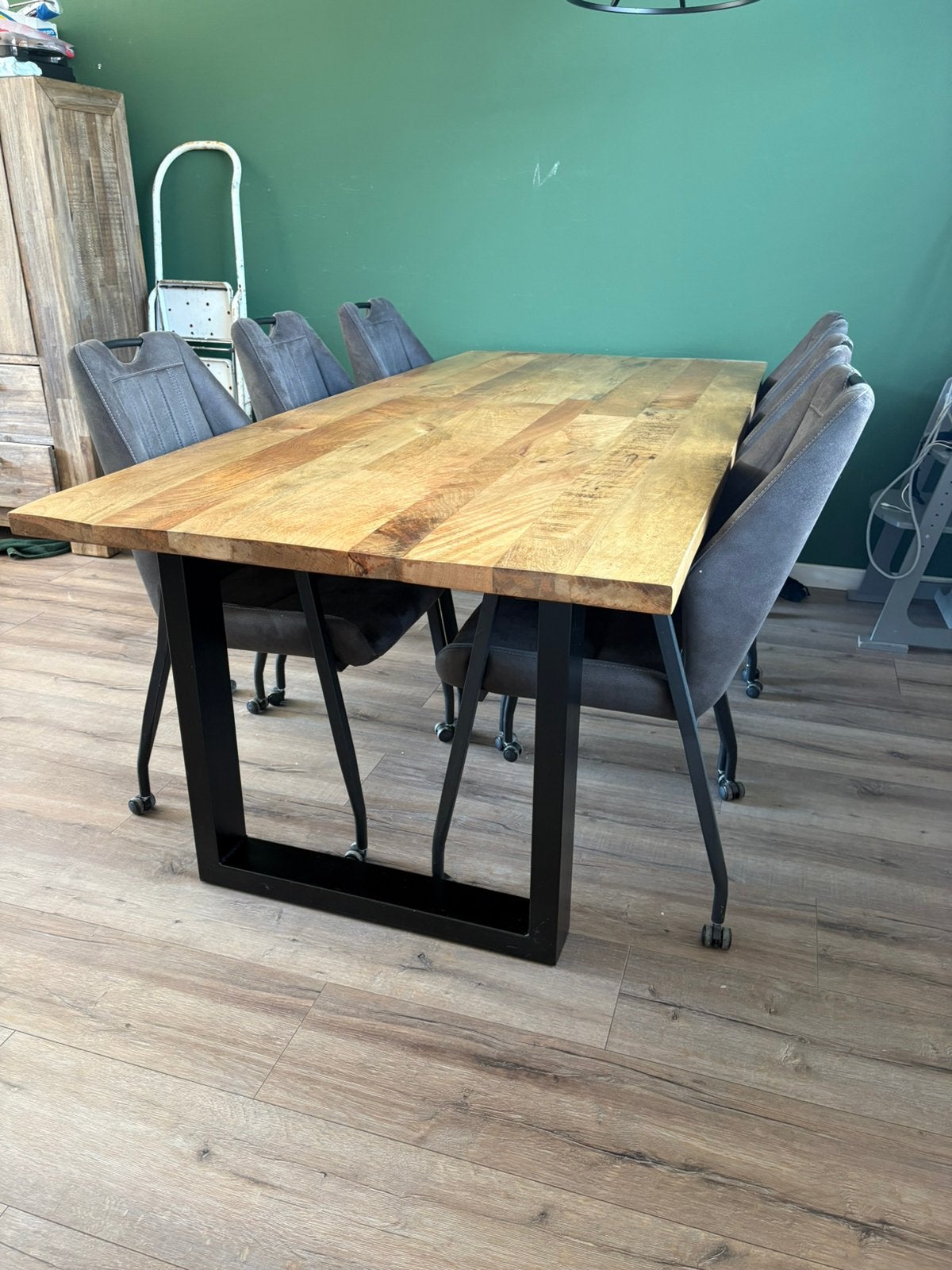 Mango houten eet tafel, Ophalen, Gebruikt, 200 cm of meer, 50 tot 100 cm