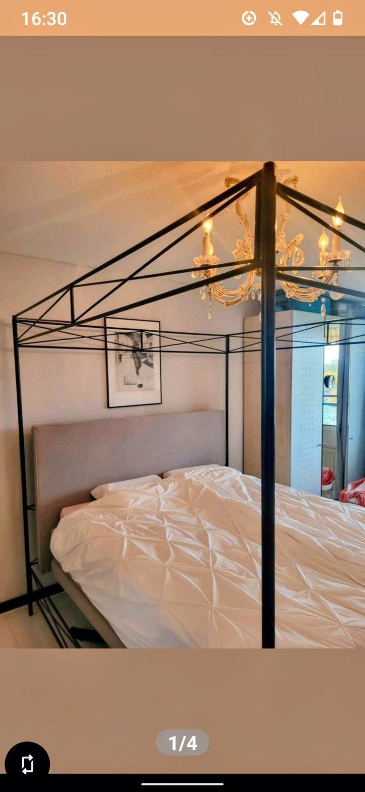 Modern hemelbed, ombouw, Ophalen, Modern, Industrieel, Zwart, Tweepersoons