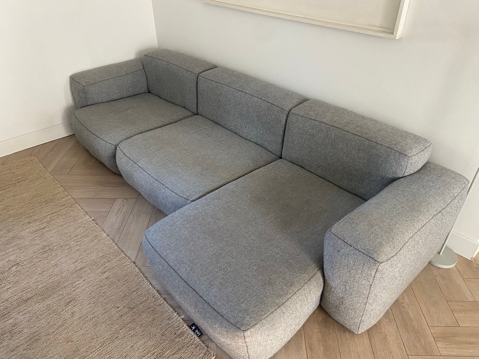 Moderne Hay Mags soft low grijze 3 zits bank  - prima staat, Ophalen, 250 tot 300 cm, 100 tot 125 cm, Hoekbank