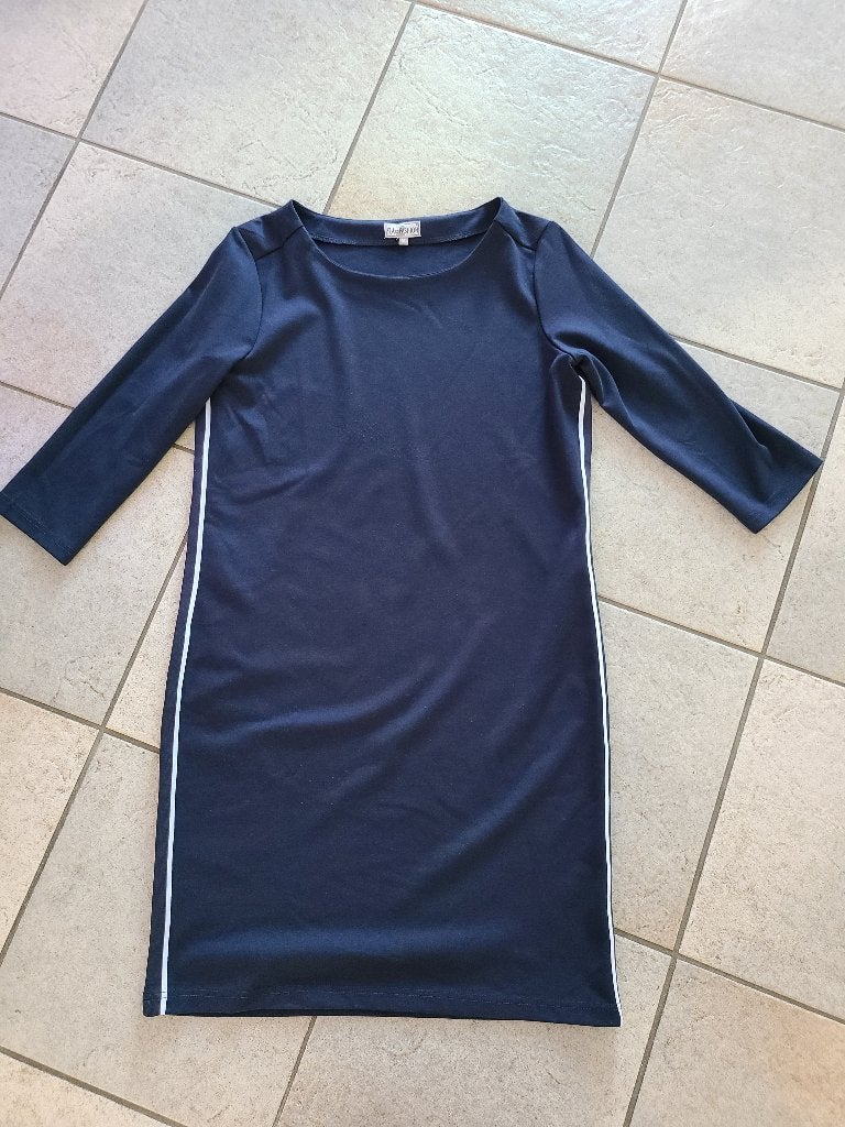 Blauwe jurk met witte streep, Up Fashion, maat M, Maat 38/40 (M), Blauw, Nieuw, Ophalen of Verzenden