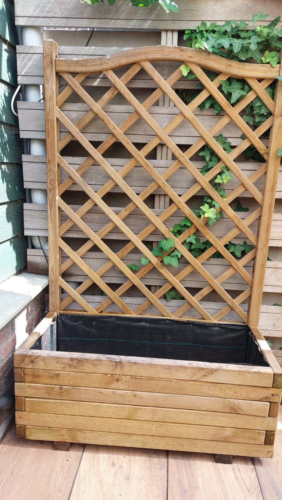 Houten Bloembak met Klimrek - Perfect voor Tuin/Balkon, Ophalen, Gebruikt, 100 cm of meer, Balkon