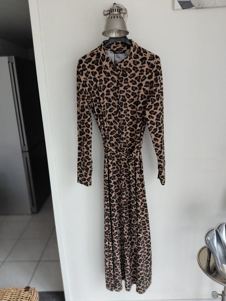 Lady day travelstof jurk lang maat xs ongedragen, Ophalen of Verzenden, Zo goed als nieuw, Maat 34 (XS) of kleiner, Onder de knie