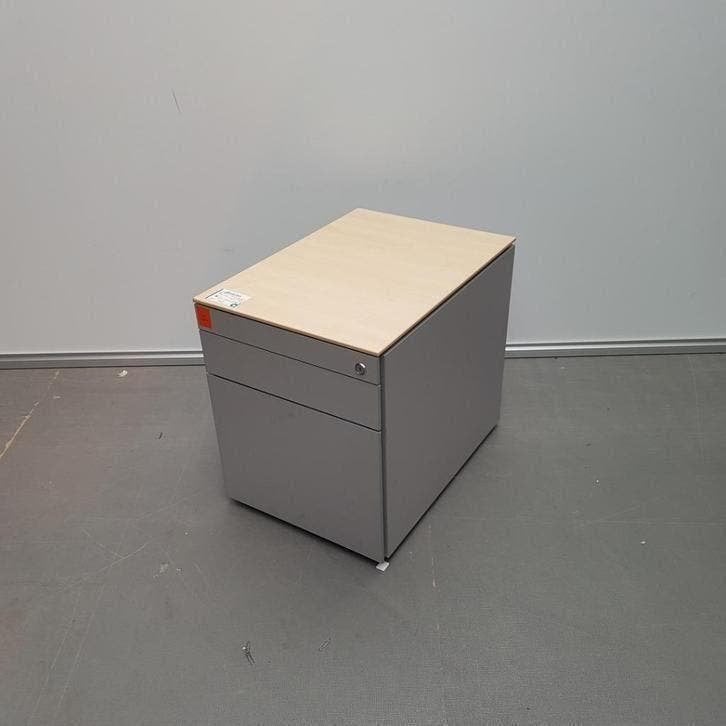 Prachtig ladeblok STEELCASE zilvergrijs met ahorn blad, Ophalen, Minder dan 50 cm, Gebruikt, 3 of 4 laden