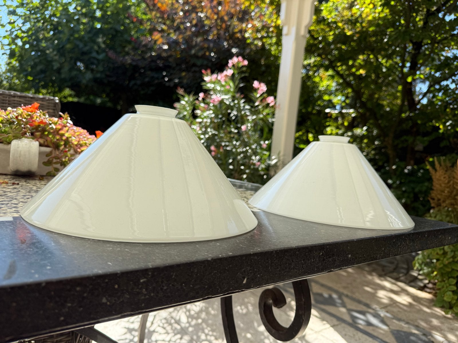 Set van 2 witte glazen lampenkappen, Ophalen, 14 cm, Overige typen, Wit
