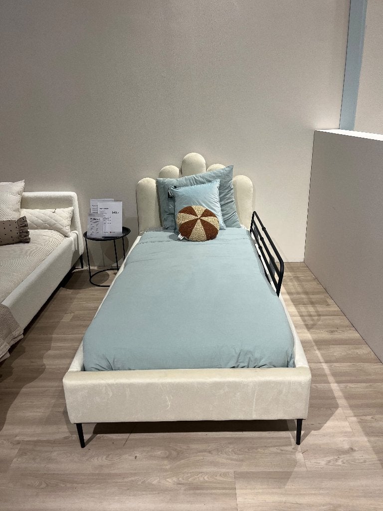 Shell+ ledikant 90x200 cm Juke, Huis en Inrichting, Ophalen, 90 cm, Eenpersoons, Velours