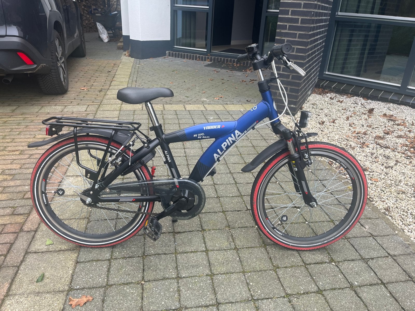 Alpina Yabber kinderfiets - Blauw/Zwart, Fietsen en Brommers, Ophalen, Terugtraprem, Gebruikt, Handrem