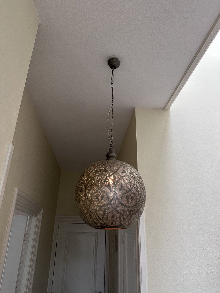 Bol hanglamp metaal geperforeerd (oosters motief), Ophalen, Modern met oosterse invloeden, E27 (groot), Zo goed als nieuw