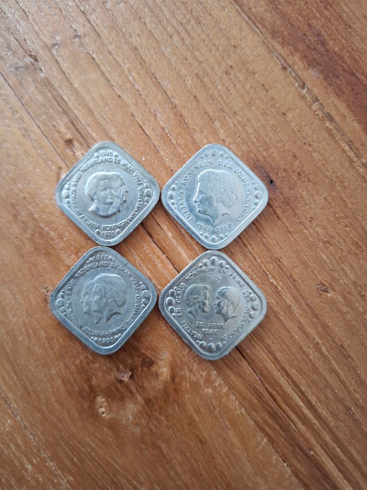Set van 4 vierkante Nederlandse 5 cent munten, Ophalen of Verzenden