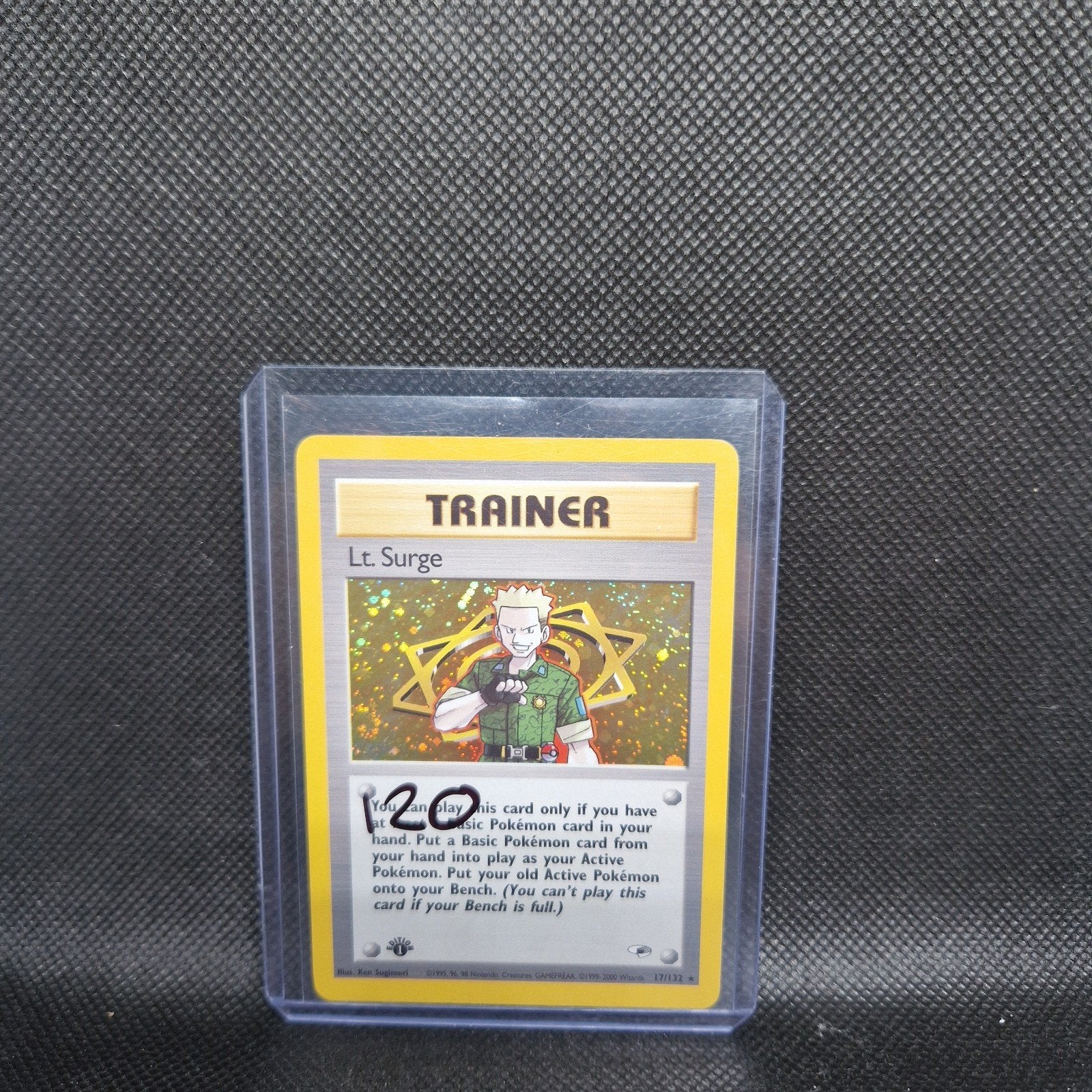 Lt. Surge 1st Edition Gym, Hobby en Vrije tijd, Verzamelkaartspellen | Pokémon, Ophalen of Verzenden, Zo goed als nieuw