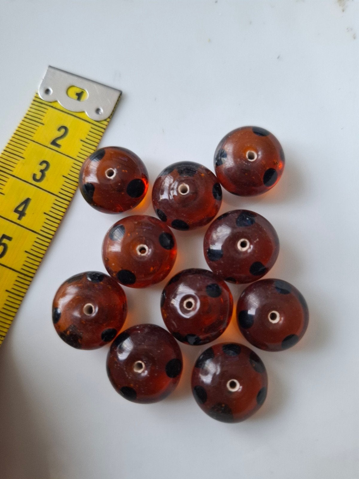 10 stuks lampwork glaskralen bruin oranje zwart kralen, Kraal, -, -, Ophalen of Verzenden
