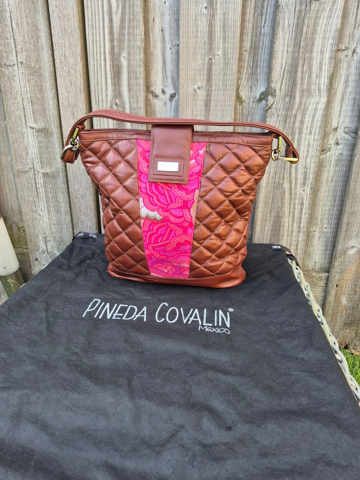 Pineda Covalin Luxury Leather & Silk Shoulder Bag + Dustbag, Ophalen of Verzenden, Zo goed als nieuw, Overige kleuren, Schoudertasje